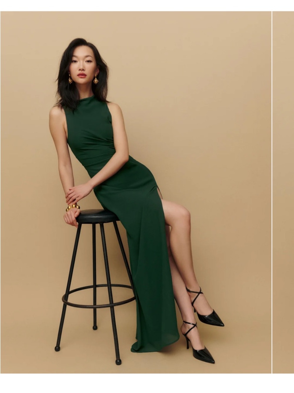 Reformation Deep Green Sleeveless Maxi Gown - Picture 3 of 5